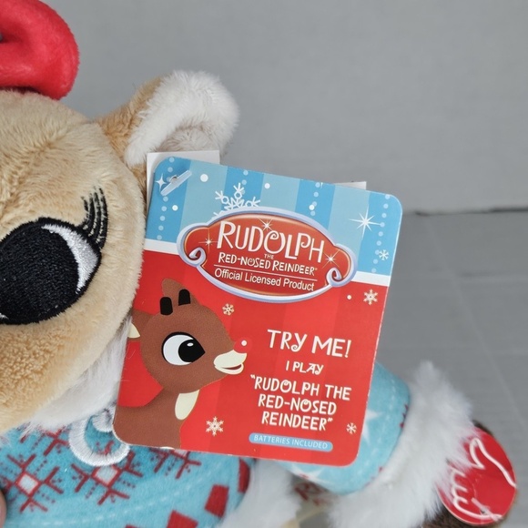 New Set 2 Dan Dee Clarice and Rudolph Red Nosed Reindeer Light Up Musical Plush - Picture 12 of 15